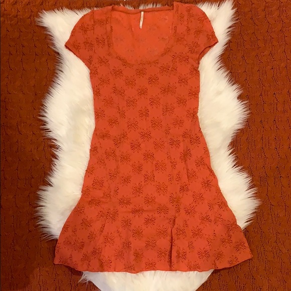 Free People Orange Floral Detail Dress - Picture 2 of 4